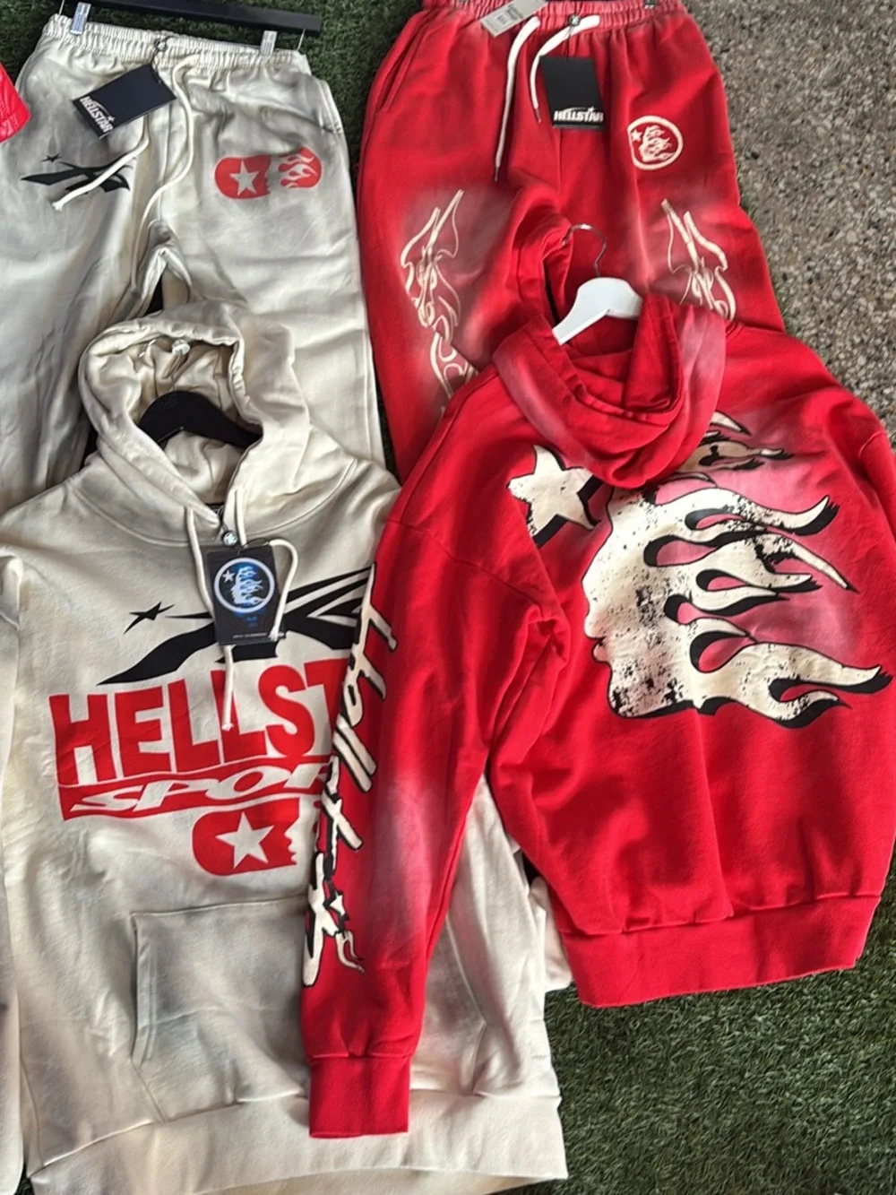 Designers Originals Red & Cream Kids Hoodie and Sweatpants Set